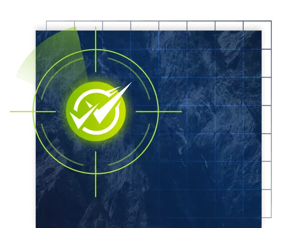 Grid showing LogIC solution icon in center of radar scope