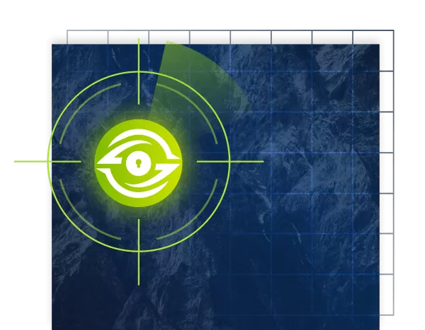 Grid showing Managed Application Control solution icon in center of radar scope