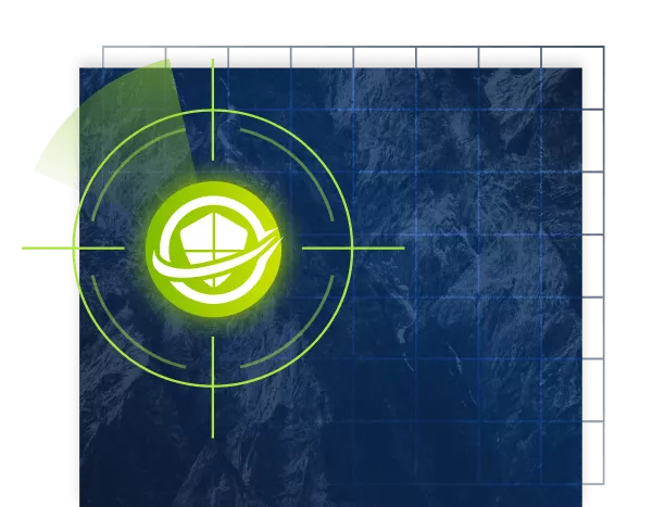 Dark blue grid showing 365 Defense solution icon in center of green radar scope
