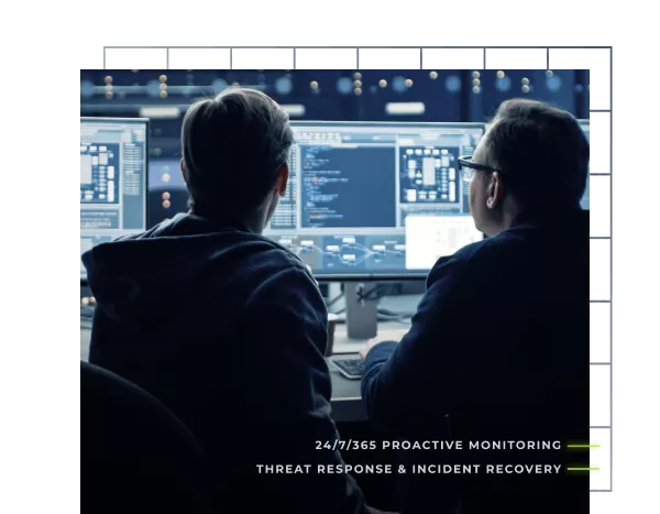 Two SOC employees monitoring SNAP-Defense platform for alerts