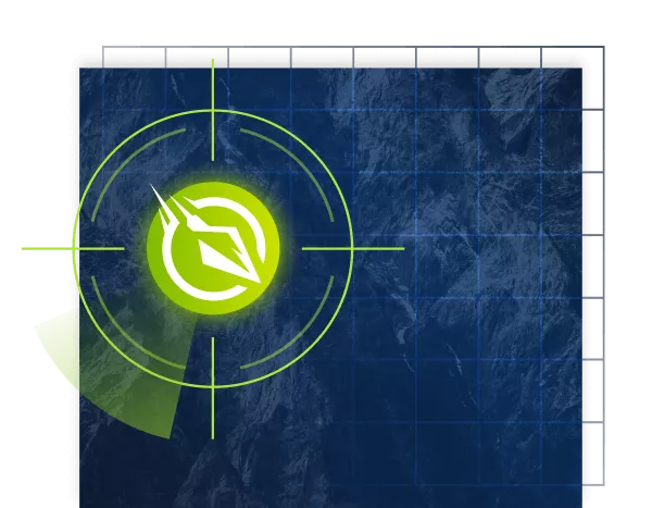 Grid showing MDR solution icon in center of radar scope